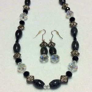 FINAL SALE PRICE OOAK Design Black Necklace & Earring Set